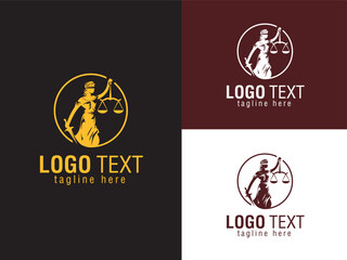 Elegant Justice Logo Design – Lady Justice Holding Sword and Scales