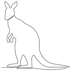 Single line continuous drawing of kangaroo simple vector of standing kangaroo line art illustration