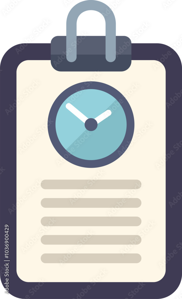 Poster clipboard is showing a clock and a document, suggesting a concept of time management