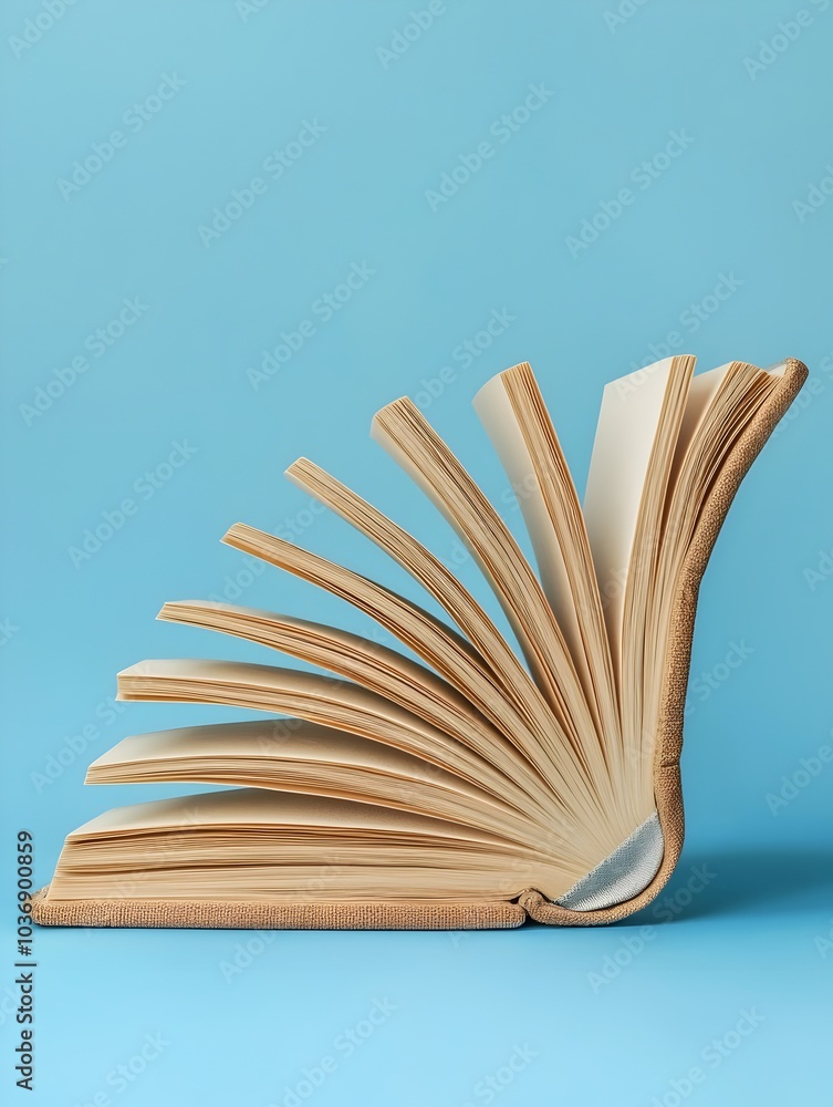 Poster progress bar shaped like a book turning pages symbolizing knowledge journey