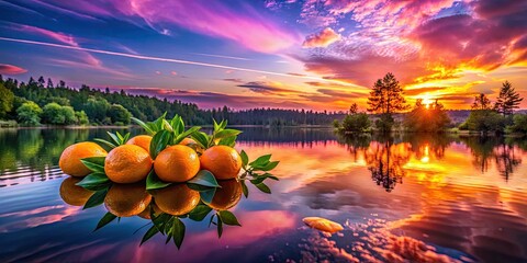 Stunning Lake Sunset Product Photography - Capture the Beauty of Nature with Vibrant Colors, Serene Reflections, and Tranquil Atmosphere for Home Decor or Travel Enthusiasts