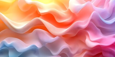 Fototapeta premium A vibrant abstract wave of flowing colors in shades of orange, pink, and blue, creating a dreamy, ethereal atmosphere.