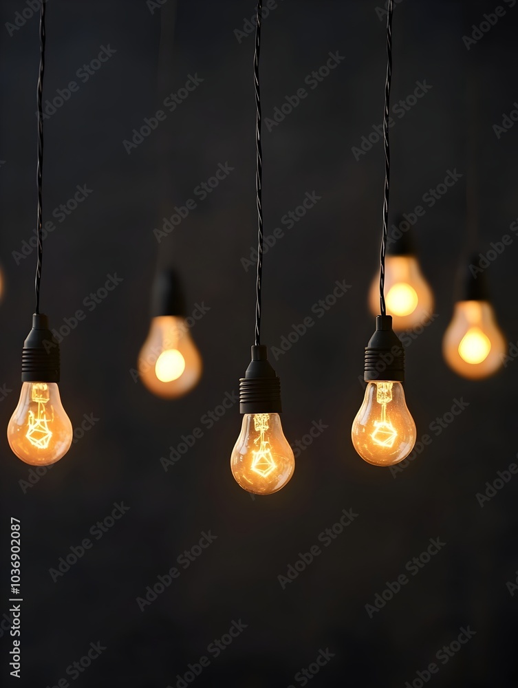 Poster creativity and ideas brightening as progress illuminates incrementally in string of fairy lights pro