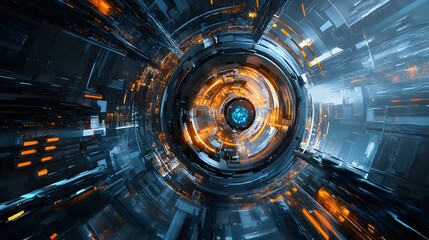 Fototapeta premium Automation concept with abstract high speed technology 