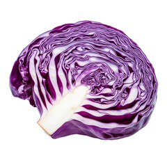 Sliced red cabbage on a transparent background, showcasing vibrant color and intricate layers of leaves, Sliced red cabbage isolated on transparent background