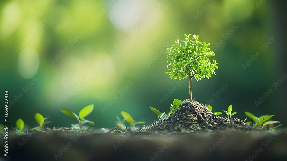Poster a growing tree symbolizing progress and patience through a loading process