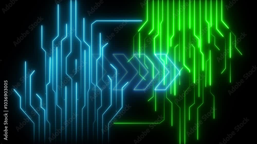 Aufkleber technology background with arrow animation.