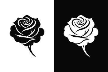 Rose flower silhouette icon vector on white background.	
