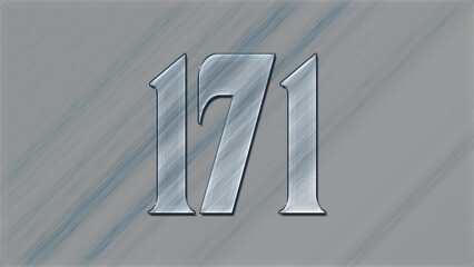 3D Glass effect number design of 171, glassy background.
