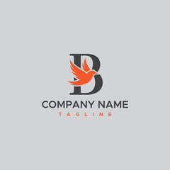 Letter B Bird Logo Design with vector template design