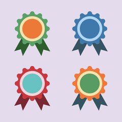 Award ribbon badge icon set vector