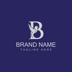 Letter B Bird Logo Design with vector template design