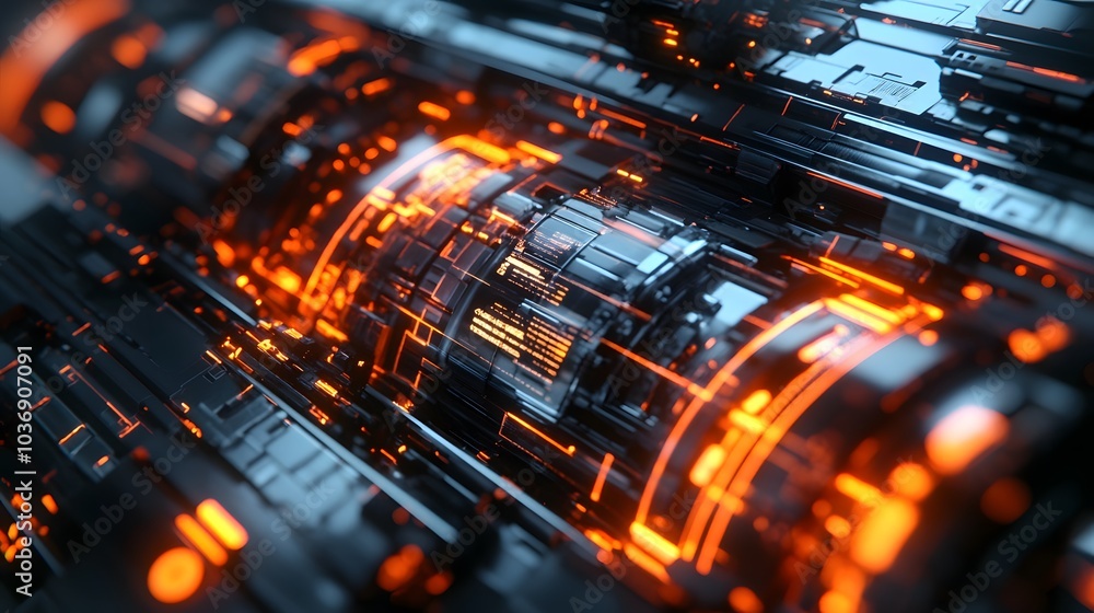 Wall mural automation concept with abstract high speed technology