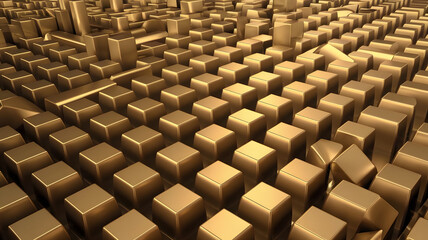 Fototapeta premium A maze made of golden bars, showing the challenge of navigating financial markets. ( Business Concept )