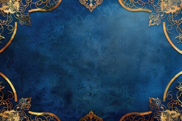 A vibrant blue background embellished with a striking gold border