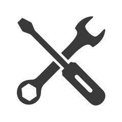 Repair service icon. Wrench and screwdriver vector illustration 