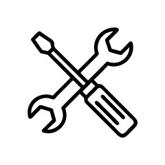 Repair service icon. Wrench and screwdriver outline vector illustration 