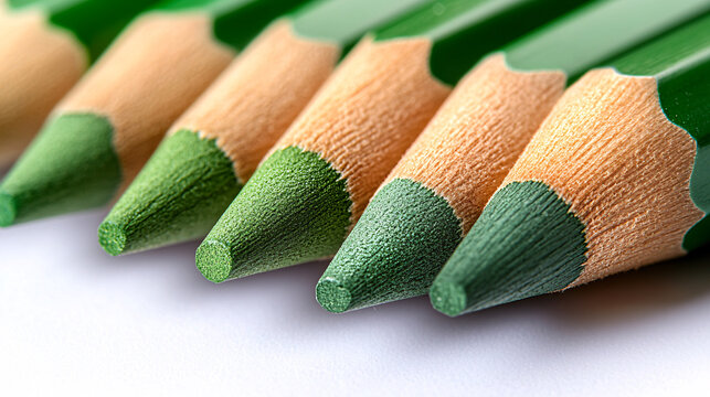 Perfectly aligned pale green pencils with sharp tips arranged in a neat and symmetrical pattern, creating a vibrant and visually appealing composition for art and organization enthusiasts.