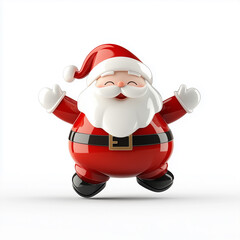 3D Christmas and New Year Decorations Featuring a Cheerful Santa Claus on a White Background