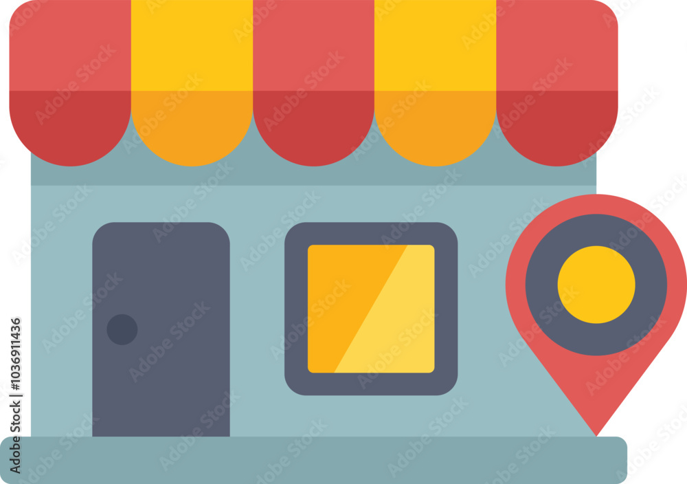 Poster store location pin is marking the address of a business on a map