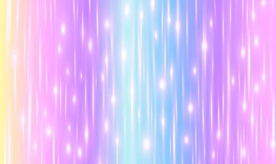 Pink-blue rainbow background strewn with stars and magical sparks, wallpaper, photo zone.