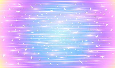 Pink and blue rainbow background with stars and sparkles of magic.