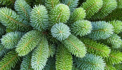 Close-up view of vibrant green fir tree branches for winter holiday decoration