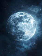 Shimmering Crystalline Moon Orbiting a Magical Planet in the Cosmos
