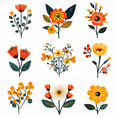 Set Flowers decorative vector image