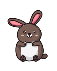 Cute rabbit with big ears in a children's cartoon style