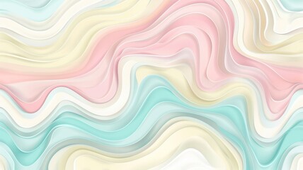 Abstract Background Featuring Wavy Pastel Colors and Curved Shapes
