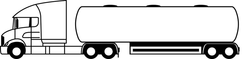 Truck Fuel Tanker -  american tank truck  icon - Tanker semi-trailer - monochrome