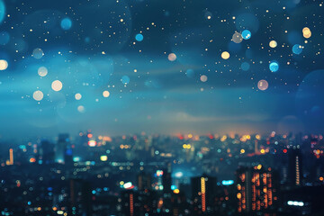 A Night Sky Scenery Above the Cityscape