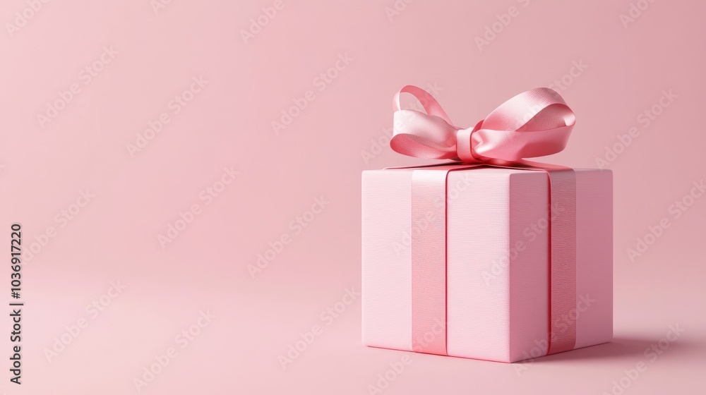 Poster minimalist abstract scene featuring a pink gift box design for product display in 3d rendering