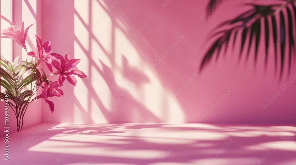 Poster 3d rendering of an abstract pink color gradient studio background for product presentation featuring
