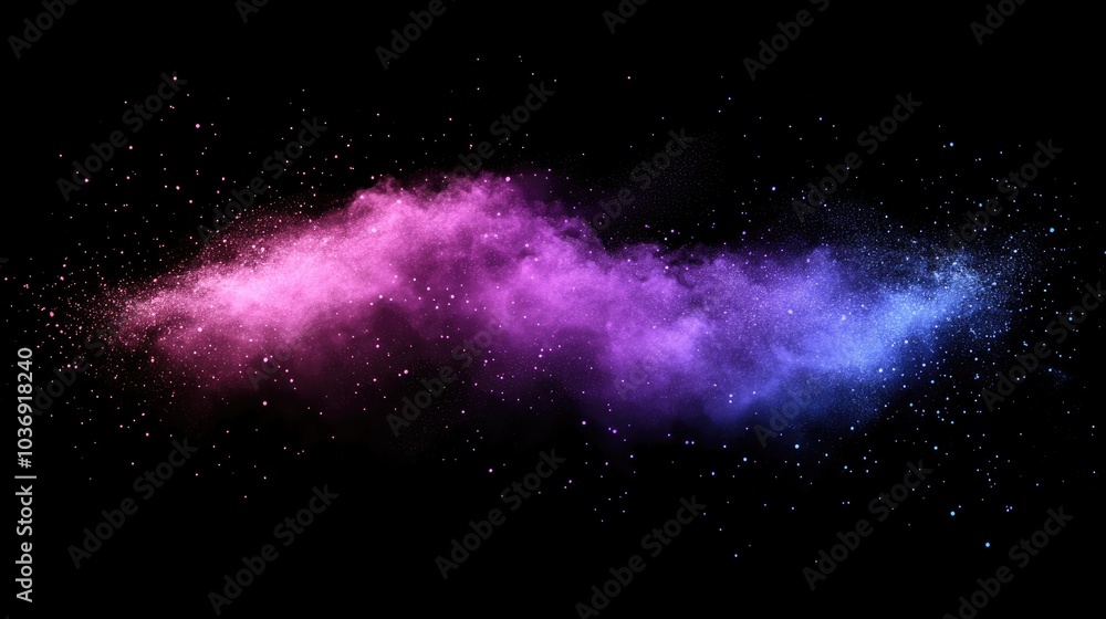 Poster abstract powder splatted background featuring a freeze motion effect of color powder exploding with 