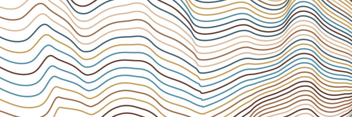 Abstract background.  Colored sinuous lines on a light background. Linear style for cover, poster and creative design