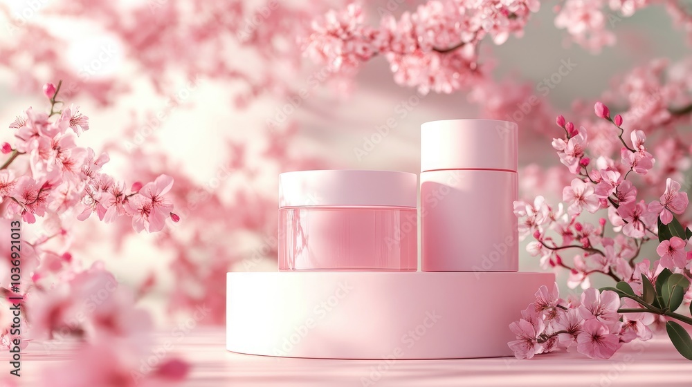 Aufkleber cosmetic background featuring a podium design for product presentation and branding 3d rendering ill