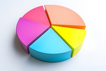 Obraz premium Colorful 3D Pie Chart with Five Sections