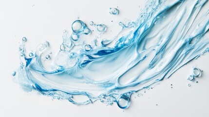 Refreshing Moisturizing Gel Artistic Smear with Water Bubbles on White Background