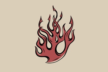 Hand-drawn flames vector image for fireplace, grill, packaging, etc. 2D clipart.