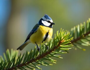 Glimpse of the Blue Tit in the Woods of Lower Saxony, Germany