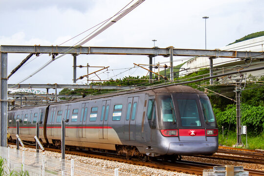 Sunny Bay, Hong Kong - &lrm;June 13, 2016 : A Train Of Hong Kong's Mass Transit Railway (MTR) Metro System. The Mass Transit Railway (MTR) Is A Major Public Transport Network Serving Hong Kong.