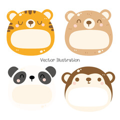 Cute Animal Name Tag Vector Art | Perfect for Labels & Decorations