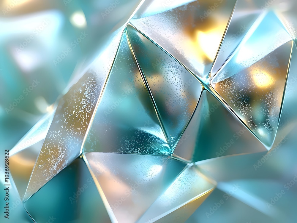 Aufkleber intricate geometric patterns in shimmering shades of blue and gold create a captivating abstract com