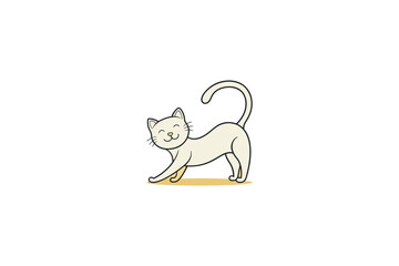 Cute Cat with White Outline on white Background | High-Quality Adorable Pet Illustration