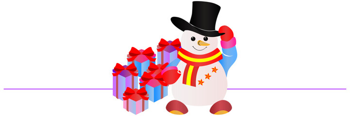 Christmas decoration snowman line art style vector illustration