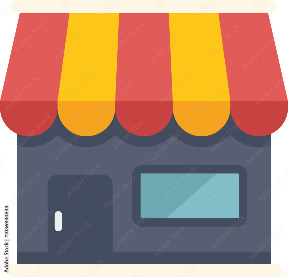 Aufkleber this colorful flat icon design represents a small business storefront with a window display and stri