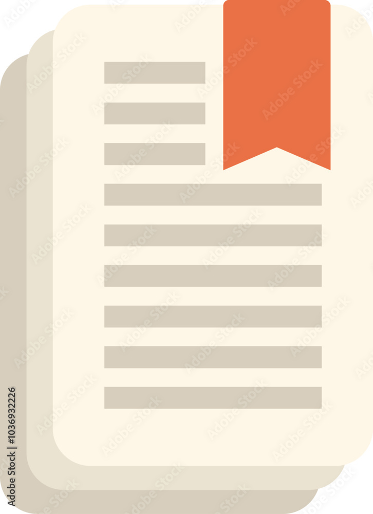 Aufkleber stack of papers with a bookmark is representing a document or contract