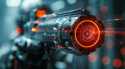 Weapon HUD reveal. Gun detection UI. 3D Illustration